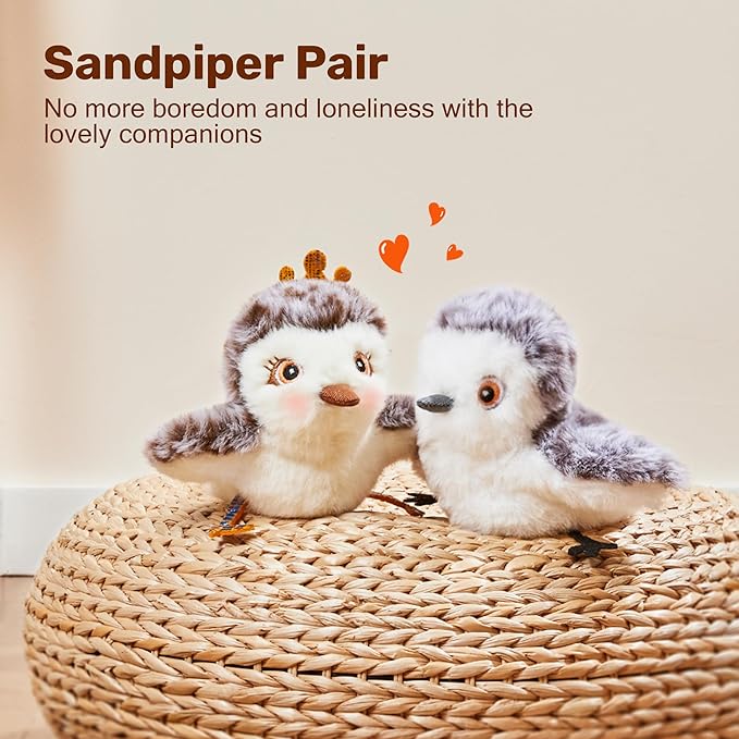 Potaroma Cat Toys 2 Pcs Flapping Sandpiper Pair-Mate, Lifelike Birds Chirp - Image 6