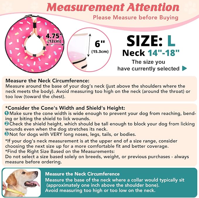Inflatable Dog Cone with Anti-Licking Clear Shield, Protective Dog Donut Collar - Image 3