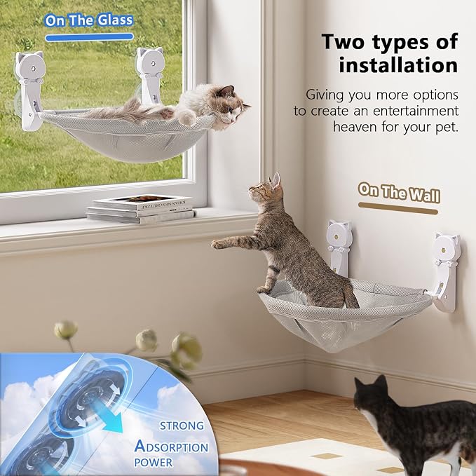Cat Window Perch Cordless, Foldable & Stable Cat Beds- Breathable Cat Window - Image 3