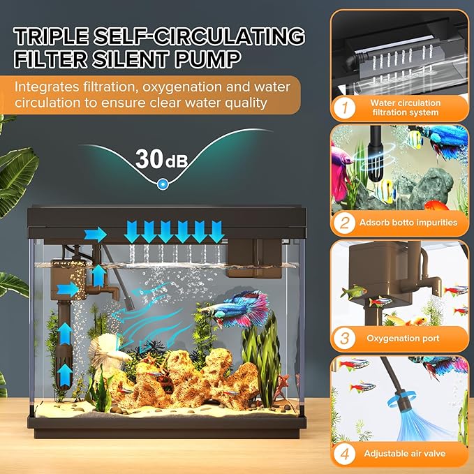 Fish Tank, 2.4 Gallon Fish Aquarium, Fish Tank Starter kit - Image 3