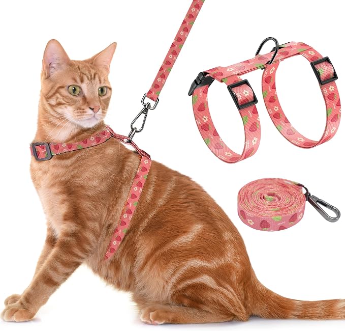 Cat Harness and Leash Set, Adjustable Kitten Harness Escape Proof Cats Harness by Seyezo