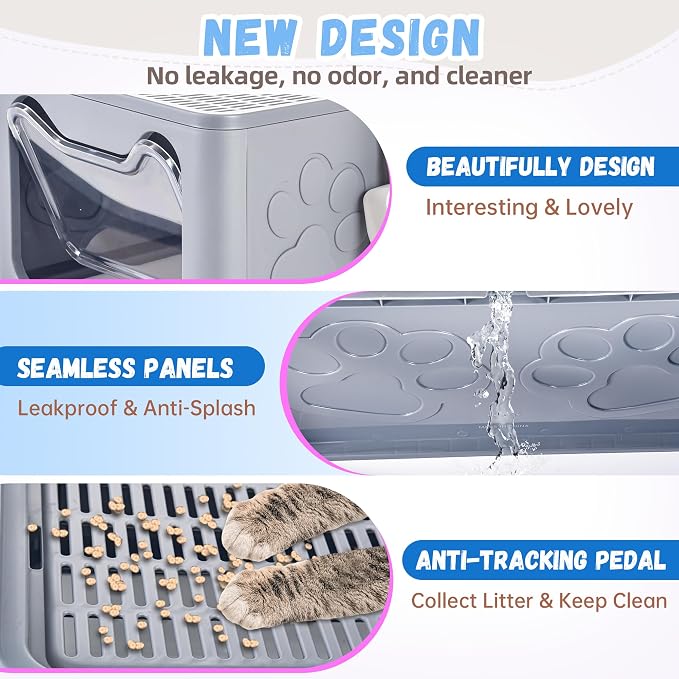 Enclosed Cat Litter Box with Lid Foldable Potty, Drawer Type Extra Large Cover - Image 5