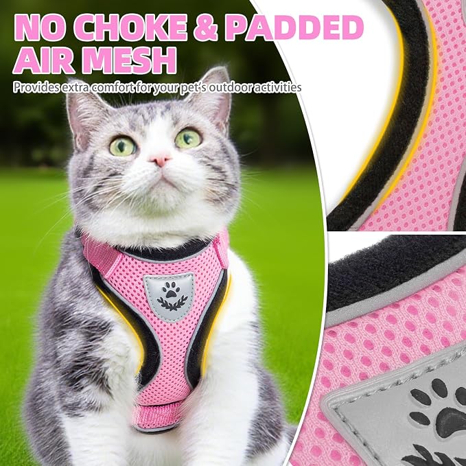 PUPTECK Cat Harness and Leash Set Escape Proof Reflective Cat Walking Harness - Image 3