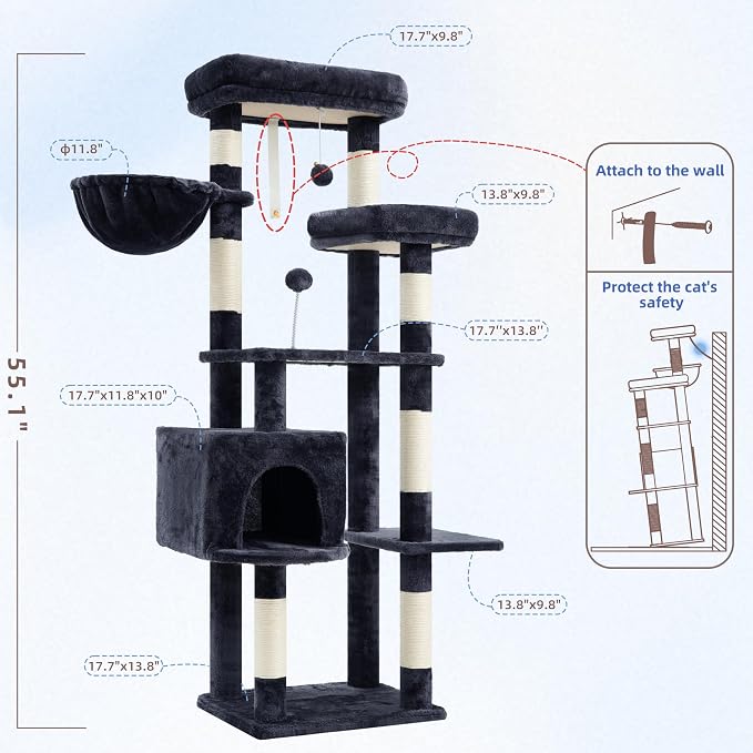 Cat Tree for Indoor Cats, 55.1 inch Cat Tower - Image 7
