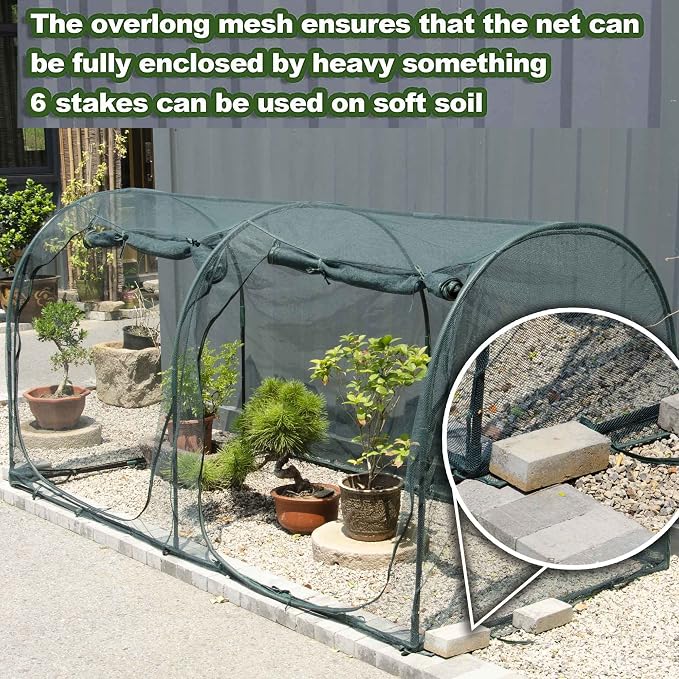 Large Tunnel 8.2'x4' Plant Netting Cover 4FT Tall Crop Cage Netting Pest Guard - Image 4