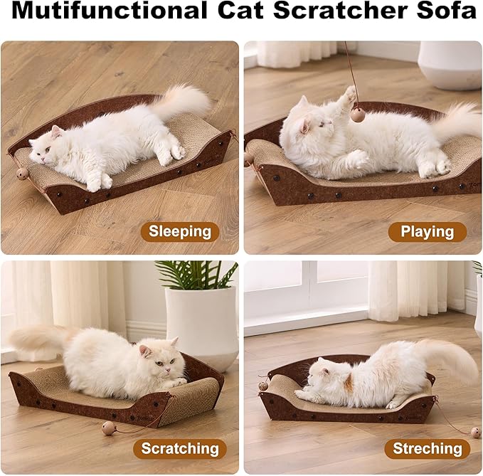 2 Pack 26'' Cardboard Cat Scratcher Bed - Image 7