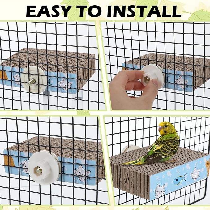 2 PCS Bird Chew Toy Parrot Cage Perch Cardboard Platform Bird Paw Grinding Stand - Image 3