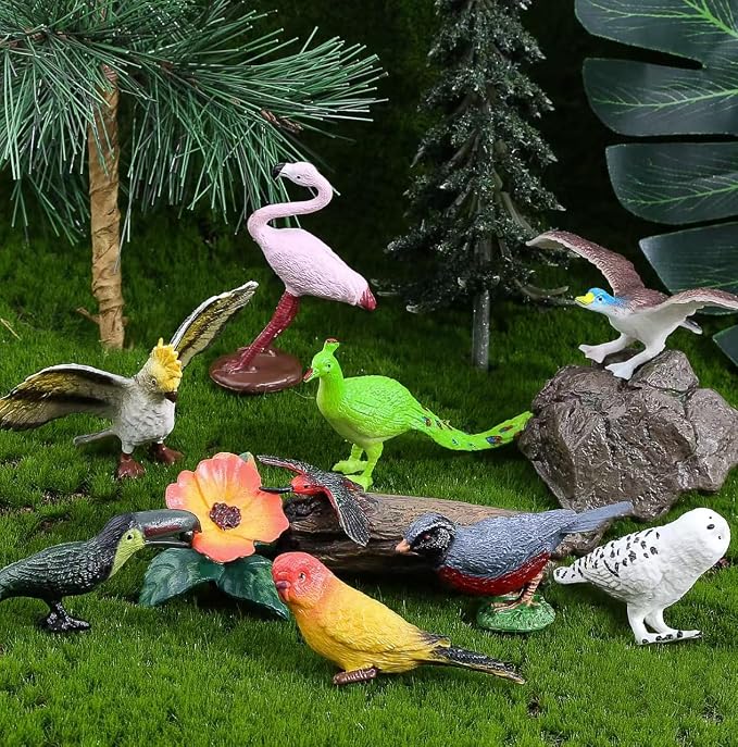 30Pcs Birds Animal Figures Playset, Hummingbird, Flamingo - Image 3