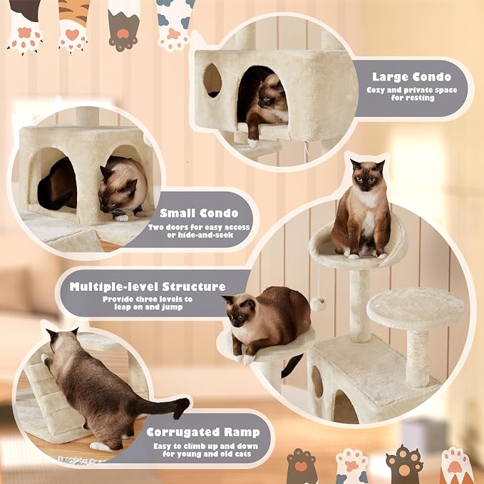 Yaheetech 54in Cat Tree Tower Condo Furniture Scratch Post - Image 5
