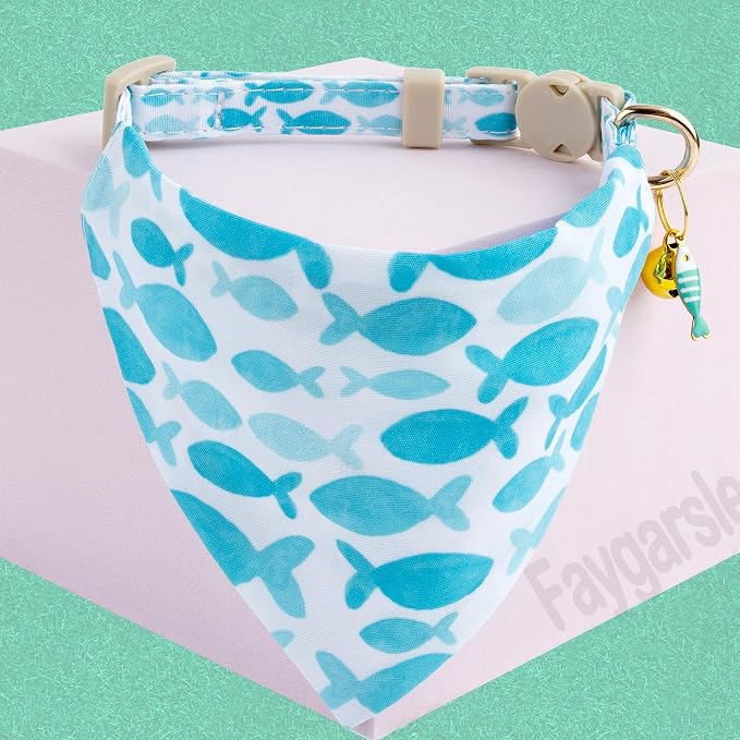 Faygarsle 2 Pack Fish Pattern Cat Collar Set - Image 3