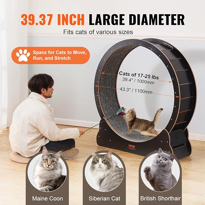 VEVOR Cat Exercise Wheel, 43.3" Large Cat Treadmill - Image 4