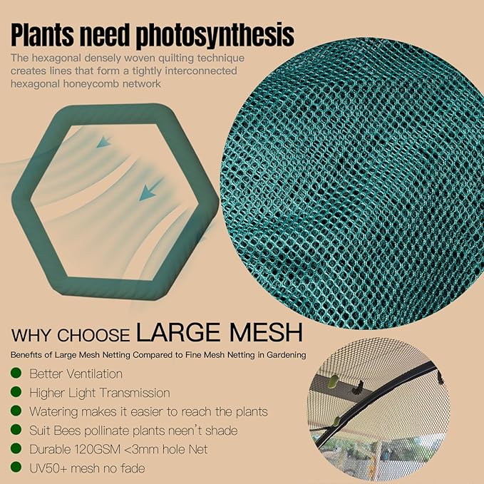 Poray Large Tunnel 8.2'x4' Plant Netting Cover, 6FT Tall Crop Cage Tomato - Image 6