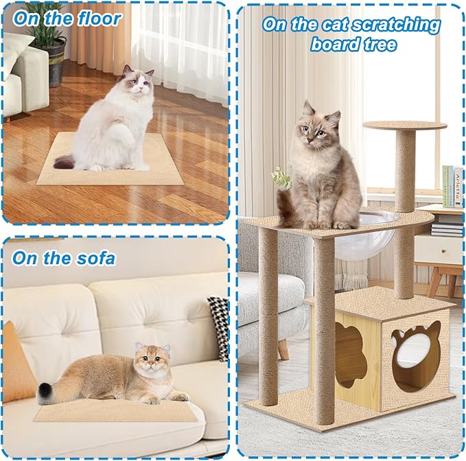 4 Pack Cat Scratch Mats 24”x16”, Self-Adhesive Trimmable Cat Scratching Post - Image 6