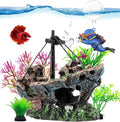 6 Pcs Aquarium Decor Set Shipwreck Decoration Little Diver Floating Fish Tank by Xereooe
