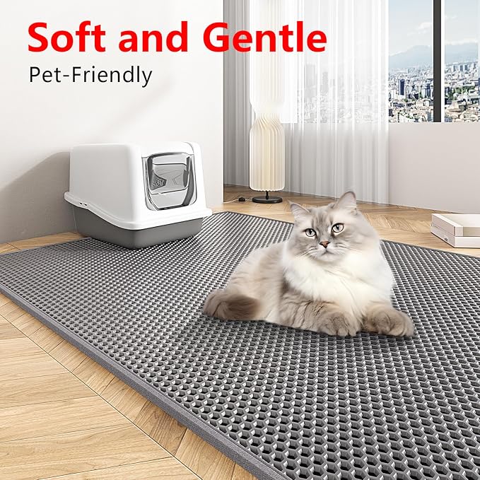 Cat Litter Box Mat: 47"x 36" Waterproof Kitty Cat Litter Trapping Mat, - Image 6