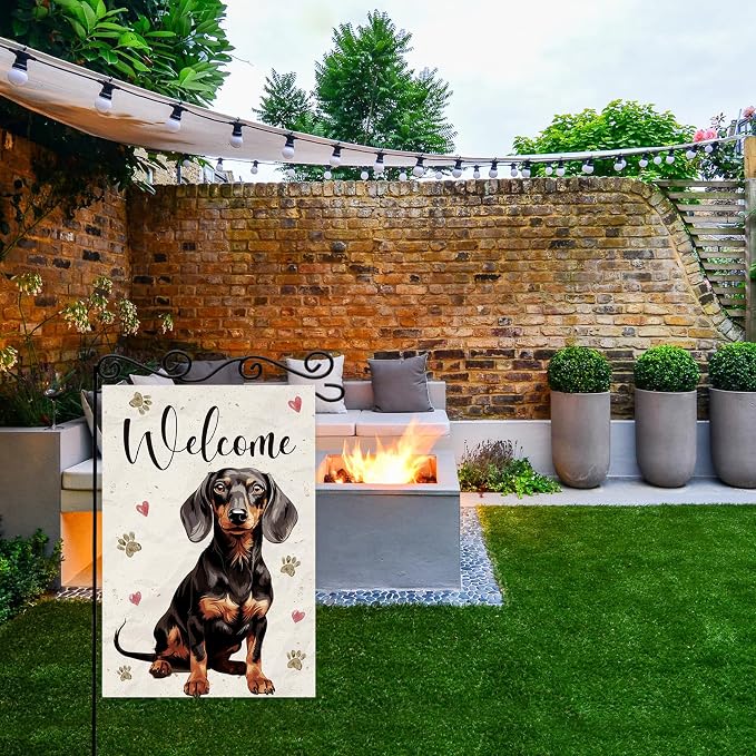 Welcome Dog Summer Garden Flag, Dog Paw Print Garden Flag, Welcome to Cute Dog - Image 5