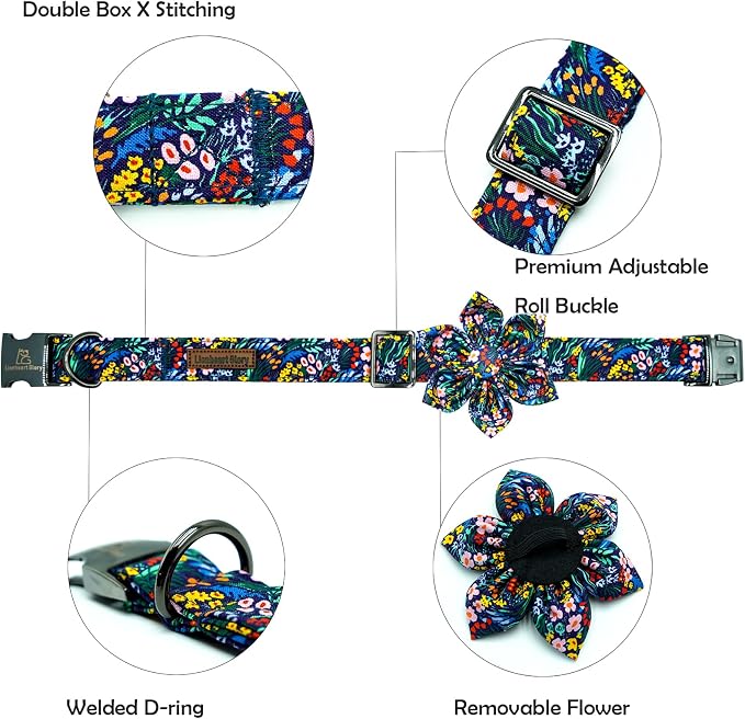 Lionheart Glory Darkblue Flower Dog Collar - Image 2