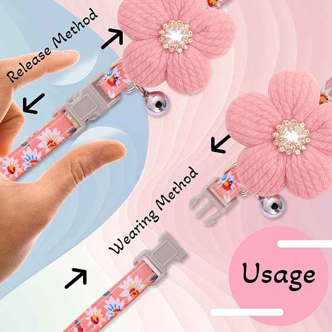 Medium Dog Collar with Flower, Dog Collars