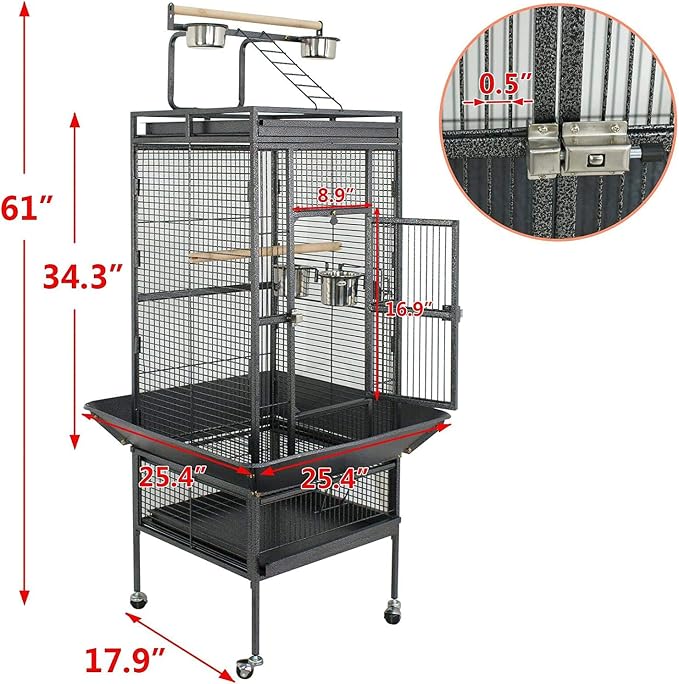 Nova Microdermabrasion 61 Inches Large Bird Cage Play Top Parrot Cockatiel - Image 3