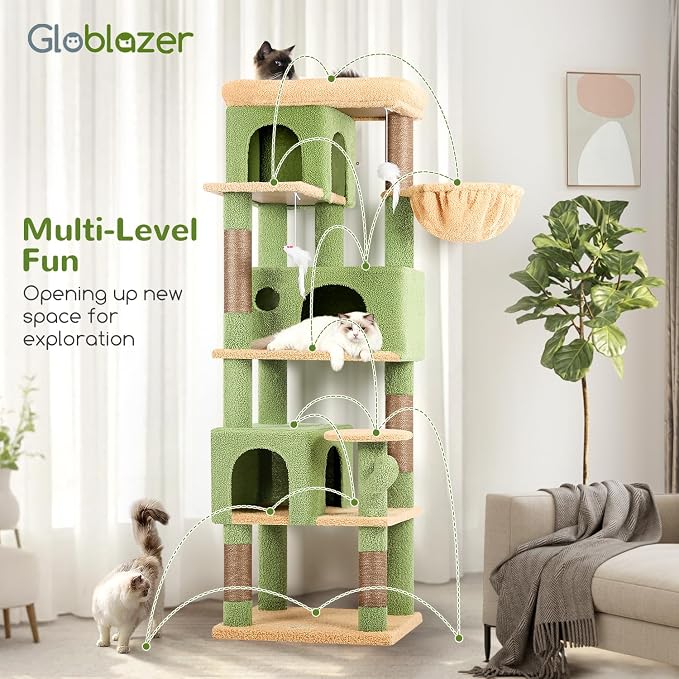 Globlazer Corner Cactus Cat Tree 66 inch Multi-Level Cactus Climbing Tower - Image 7