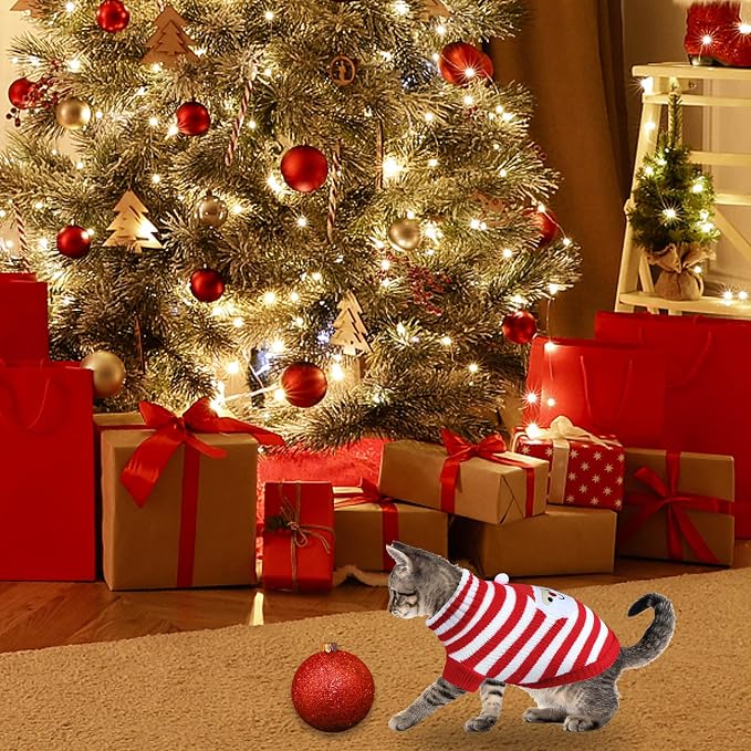 Cat Christmas Sweater Pet Winter Warm Coat Pajamas Christmas Santa Knitwear Cat - Image 5