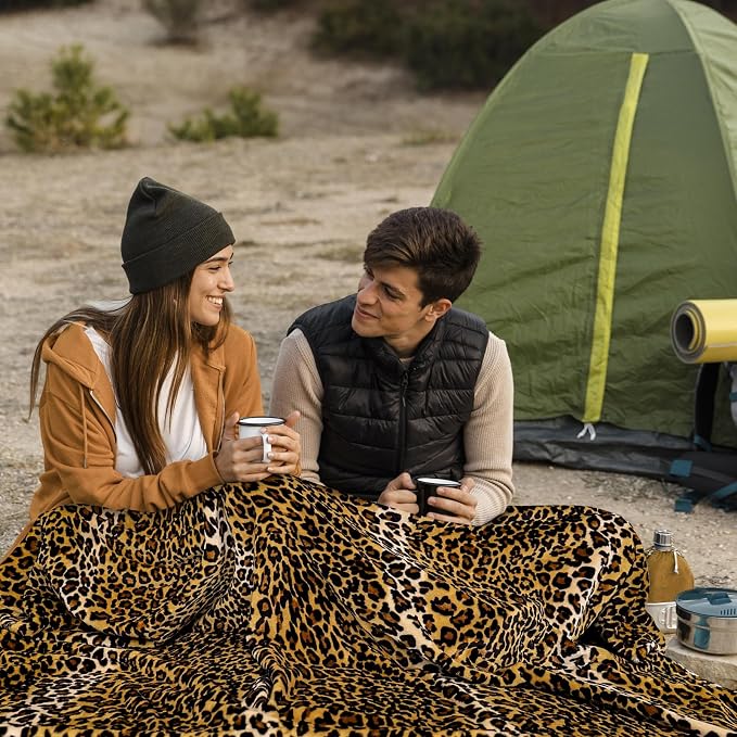 Bnuitland Leopard Print Fleece Flannel Throw Blanket - Image 5