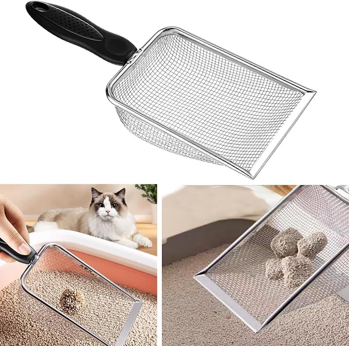 itPlus Cat Litter Scoop, Stainless Steel Cats Sturdy Mesh Scooper Kitty Litter - Image 5