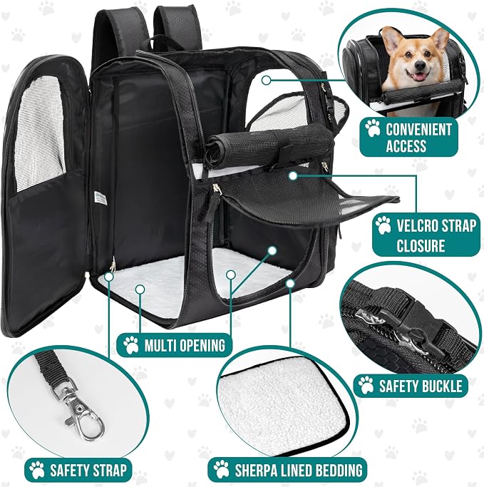 PetAmi Dog Backpack Carrier for Small Large Cat, Ventilated Pet Hiking Backpack - Image 4