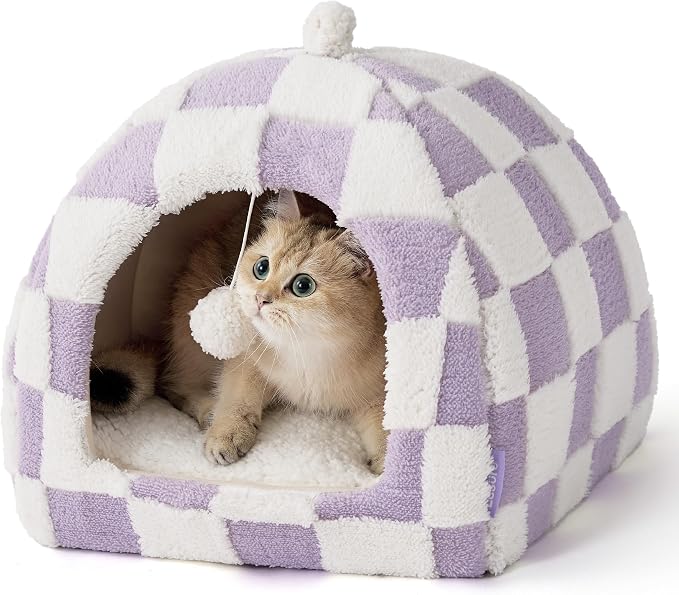 Lesure Cute Cat Beds for Indoor Cats - 2 in 1 Cat Cave Bed for Kittens and by Lesure