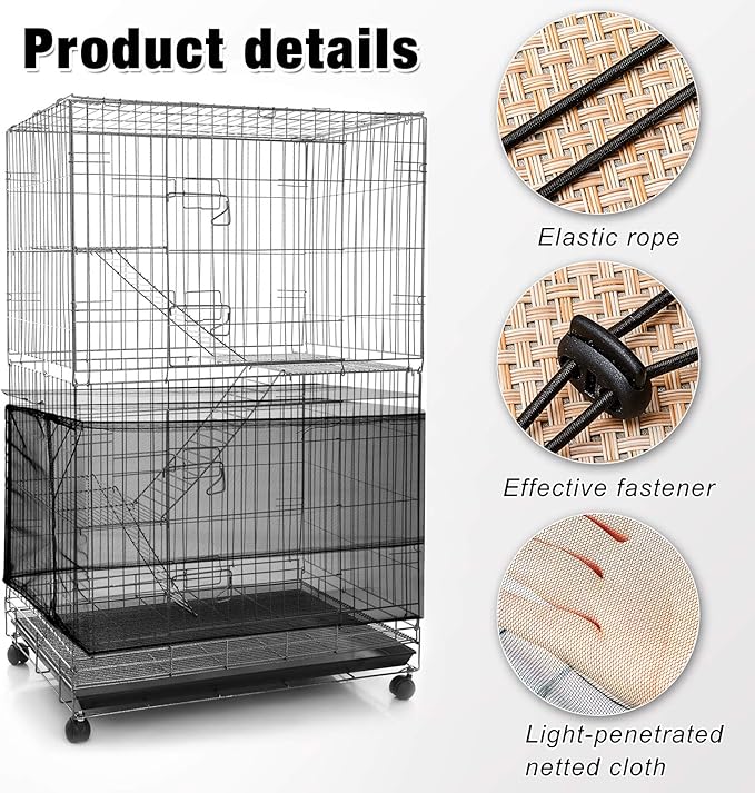 Shappy 2 Pieces Adjustable Bird Cage Seed Catcher Birdcage Cover Nylon Mesh - Image 3