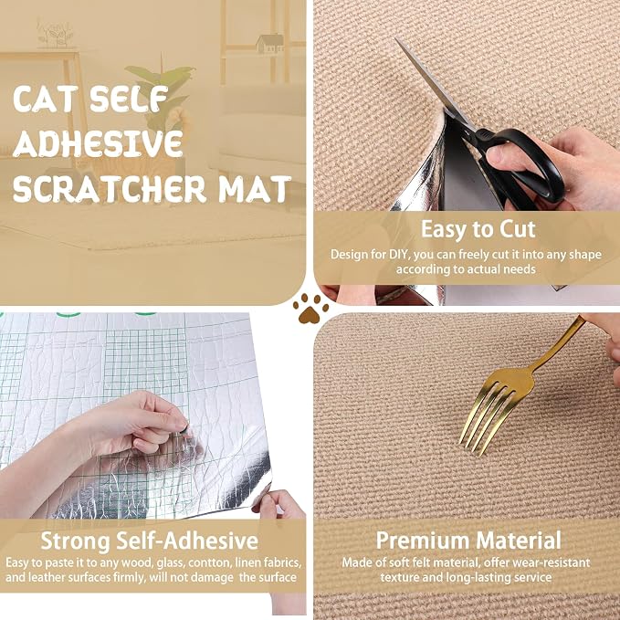 Climbing Cat Scratcher Mat Trimmable Cat Scratching Post Carpet 78.7’’x15.8’’ - Image 3