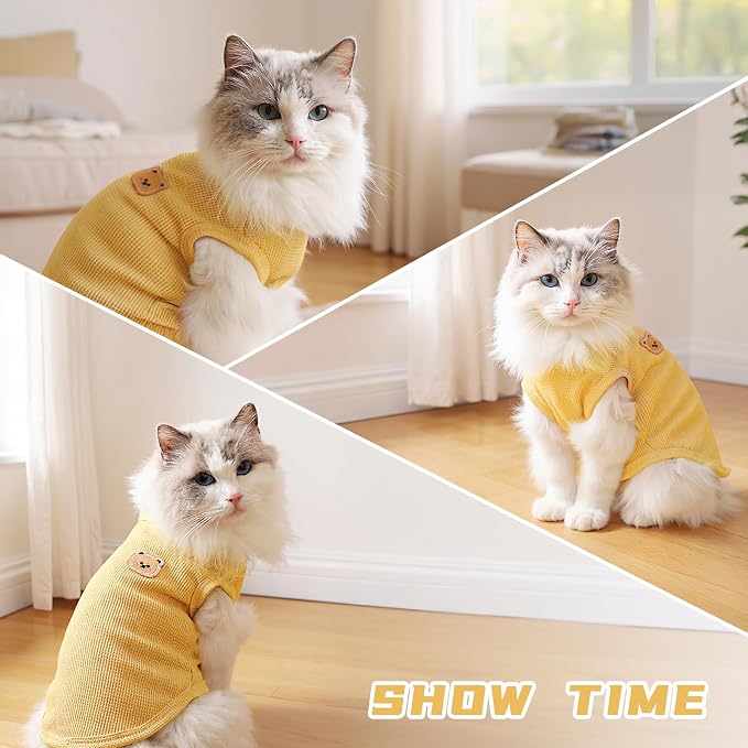 Waffle Knit Cat & Dog T Shirt for Small Dogs, Stretchable Puppy Shirt for - Image 4