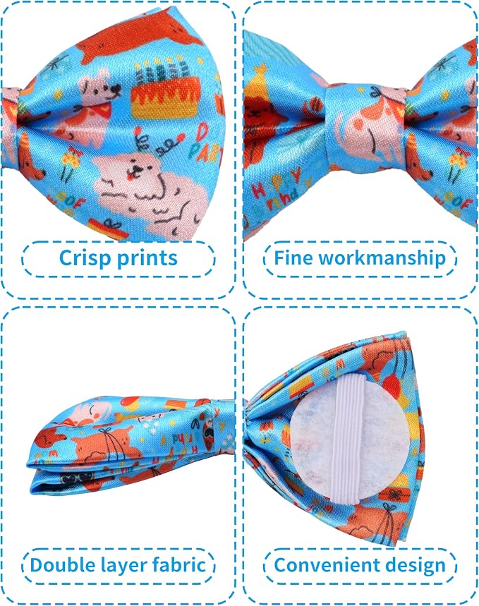 PET SHOW 5 Pack Happy Birthday Small Dog Bow Ties Sliding Collar Attachment - Image 3