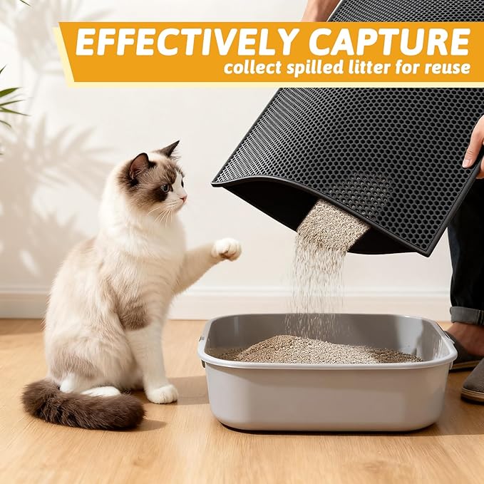 Pieviev Cat Litter Mat Double Layer Waterproof Urine Proof Trapping Mat 1 Pack) - Image 5