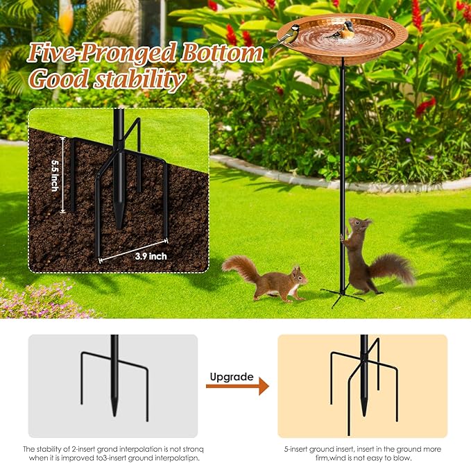 Metal Bird Bath Stand for Outdoors Garden, Bird Baths Birdbaths Bowl - Image 5
