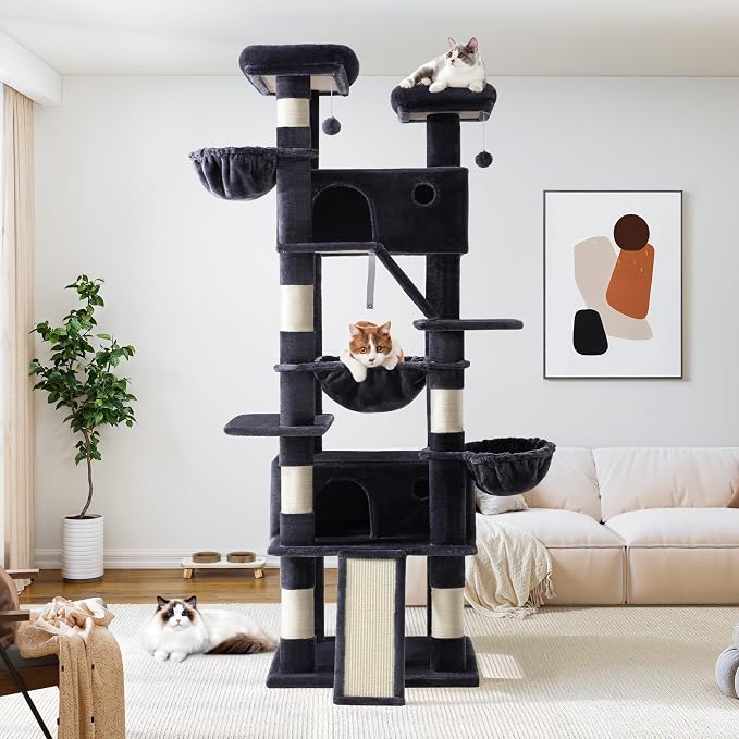 Allewie 81 Inches Tall Cat Tree/Multi-Level Large Climbing Tree House and Towers - Image 2
