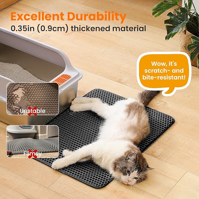 Cat Litter Mat, 24x18 Inches Large Double Layer Honeycomb Cat Litter Trapping - Image 6