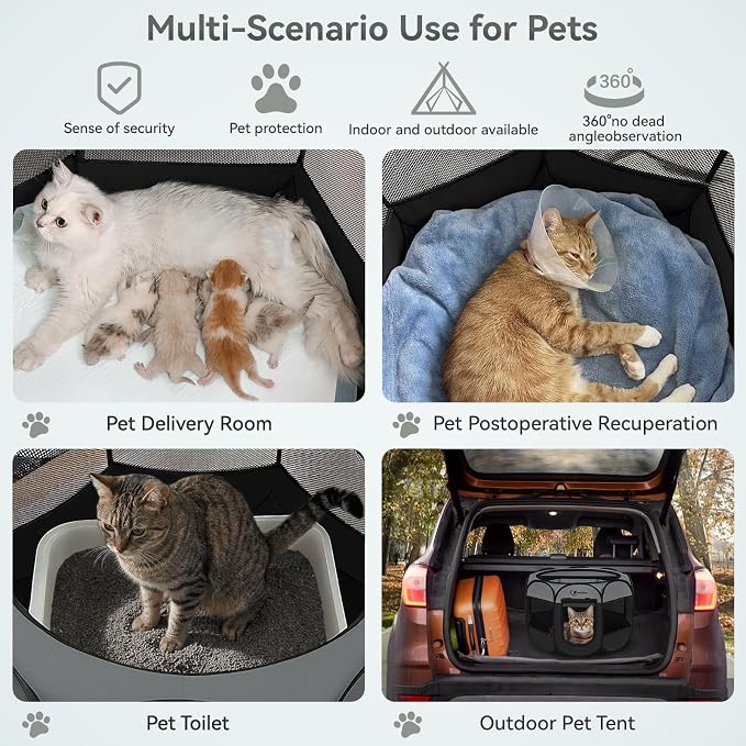 Dark Grey Dog Cat Playpen, Puppy Pet Playpen, Small Dogs Tent Crates Cage - Image 3
