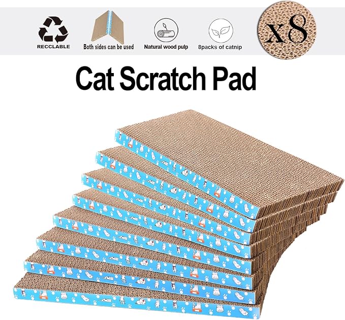 8 Packs in 1 Cat Scratch Pad, Cat Scratcher Cardboard, Reversible, Durable - Image 5