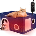 Indoor Heated Cat House, Adjustable Temperature Cat Heating Bed by Heeyoo