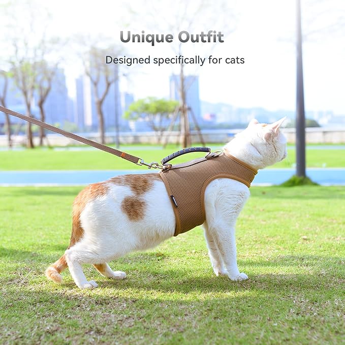 Cat Harness and Leash for Walking Escape Proof Breathable Mesh Fabric, Solid - Image 7