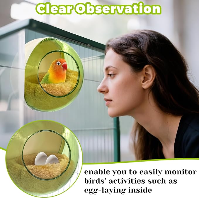 Bird Nest for Cage Bite-Resistant, Washable Clear Observation Small Bird House - Image 3