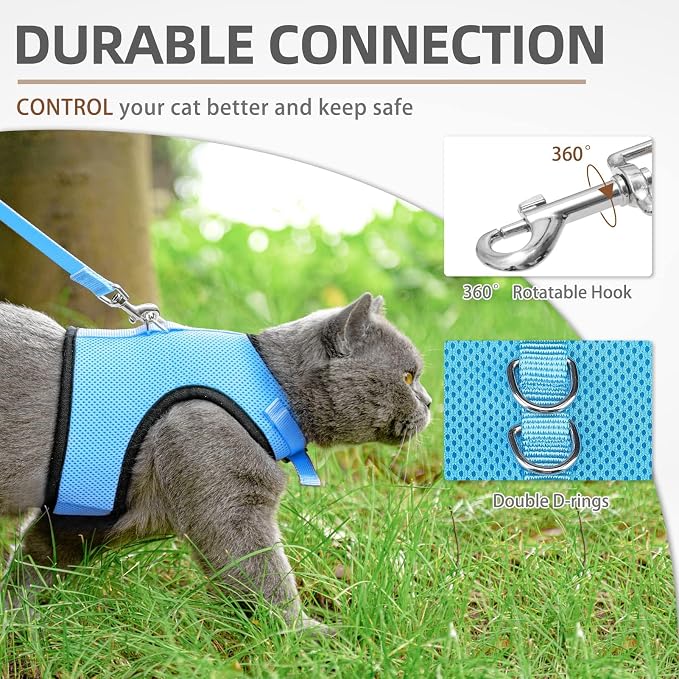 PUPTECK Soft Mesh Cat Vest Harness and Leash Set Puppy Padded Pet Harnesses - Image 4