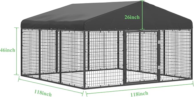 Outdoor Dog Kennel Steel for Medium/Small Dogs Anti-Rust Coating Cage - Image 2