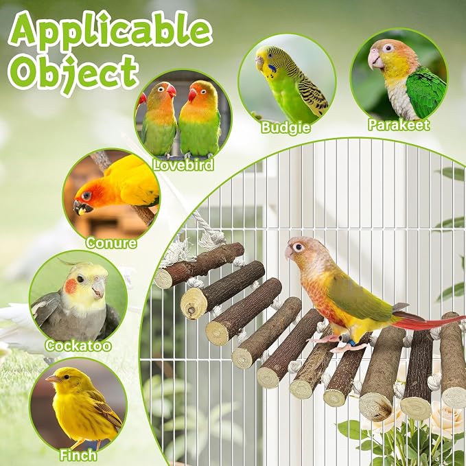 BNOSDM Wooden Bird Rope Ladders 2 Pcs Birds Ladder Bridge Toy Parrot Cage - Image 7