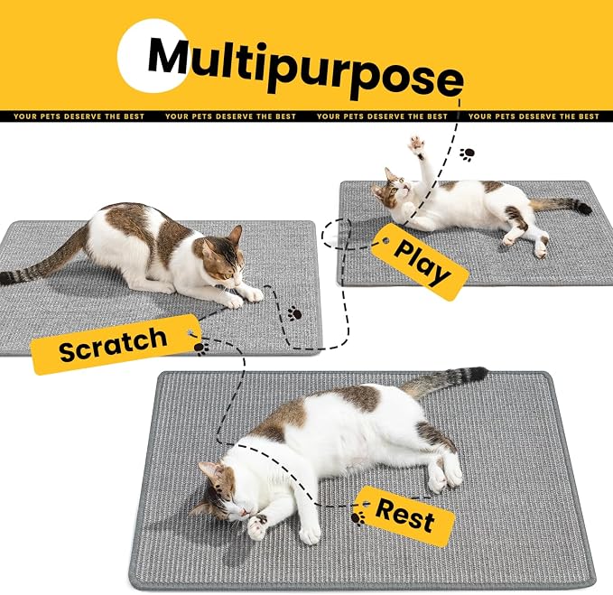 Cat Scratcher Mat, Natural Sisal Cat Scratch Pad, Horizontal Floor Cat - Image 4