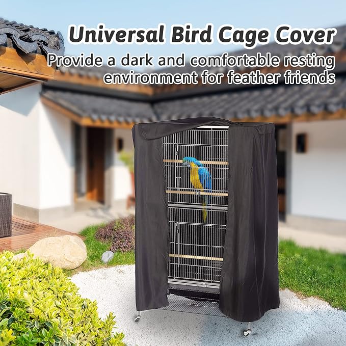 Fhiny Bird Cage Cover, 33.8”L×24”W×46.8”H Water-Proof Good Night Black-Out - Image 5