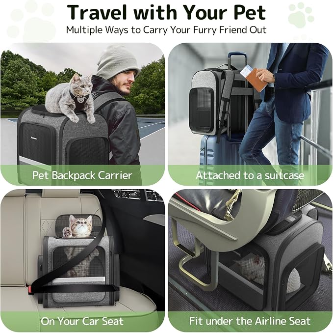 Cat Backpack with Detachable Play Tunnel, 2 in 1 Cat Tunnel Backpack Suitable - Image 5