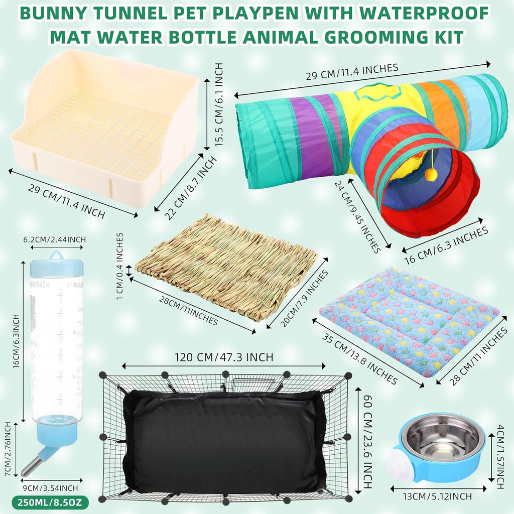 104 Pcs Rabbit Starter Kit with Playpen and Accessories - GlobalHabitat Supply