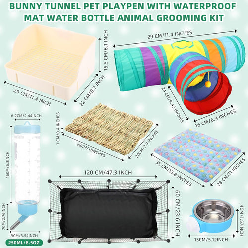 104 Pcs Rabbit Starter Kit with Playpen and Accessories - GlobalHabitat Supply